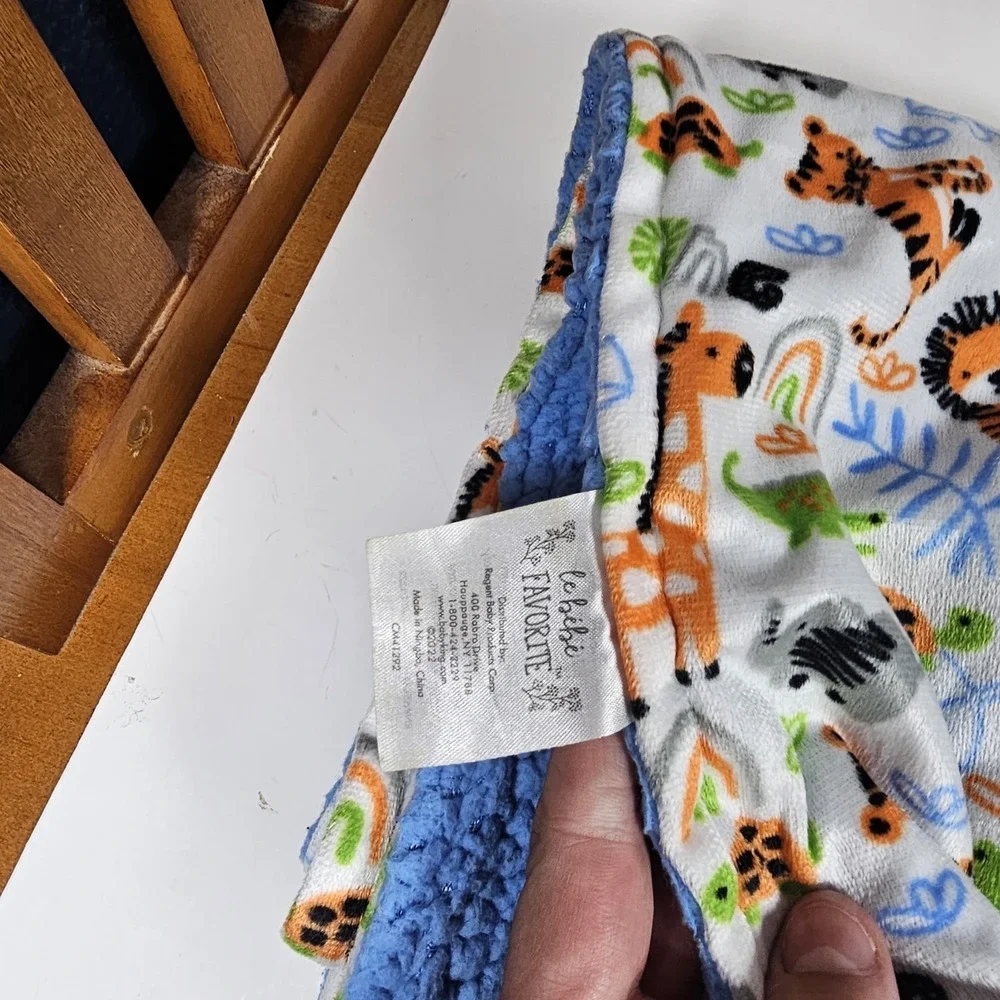 2021 Le Bebe Favorite Safari Lion Elephant Giraffe Security Blanket 30